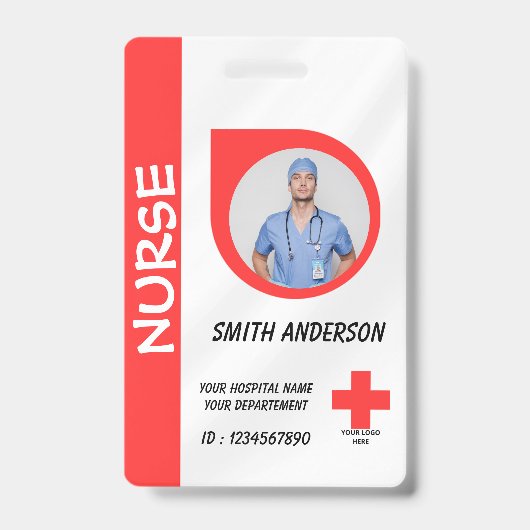Personalized Nurse ID Badge for Hospital Staff バッジ (正面)
