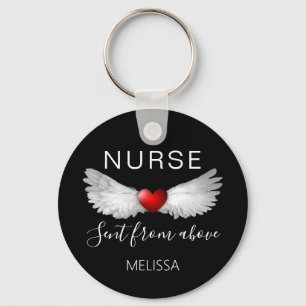 Personalized Nurse Medical Red Heart Love キーホルダー