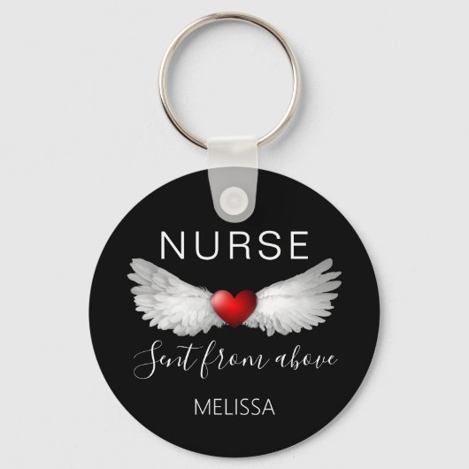 Personalized Nurse Medical Red Heart Love キーホルダー (正面)