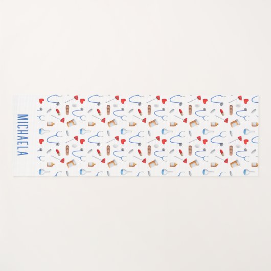 Personalized Nurse Medicine Equipment Pattern ヨガマット (正面(横))