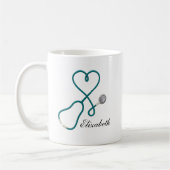 Personalized Nurse Mug with Heart Stethoscope コーヒーマグカップ (左)
