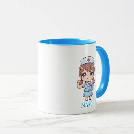 Personalized Nurse Mug with Name – Cute Nurse マグカップ (正面右)
