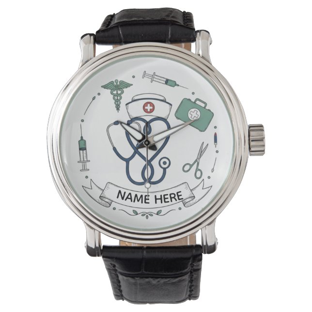 Personalized Nurse Name Watch 腕時計 (正面)