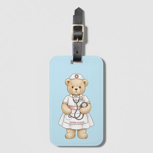 Personalized Nurse Teddy Bear Custom Name Nursing  ラゲッジタグ (正面縦)