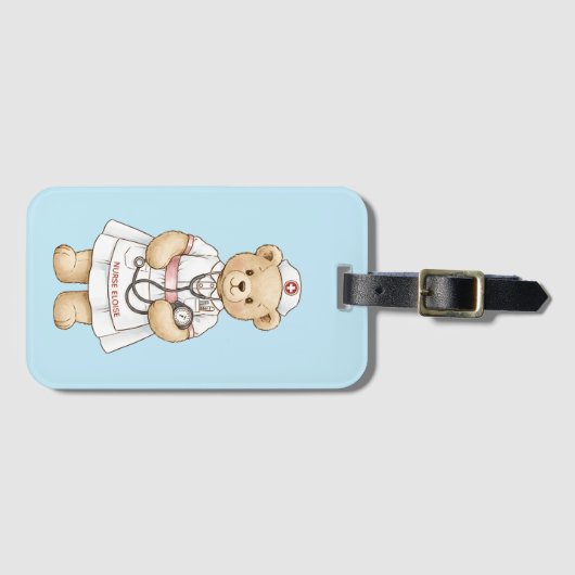 Personalized Nurse Teddy Bear Custom Name Nursing ラゲッジタグ (正面横)