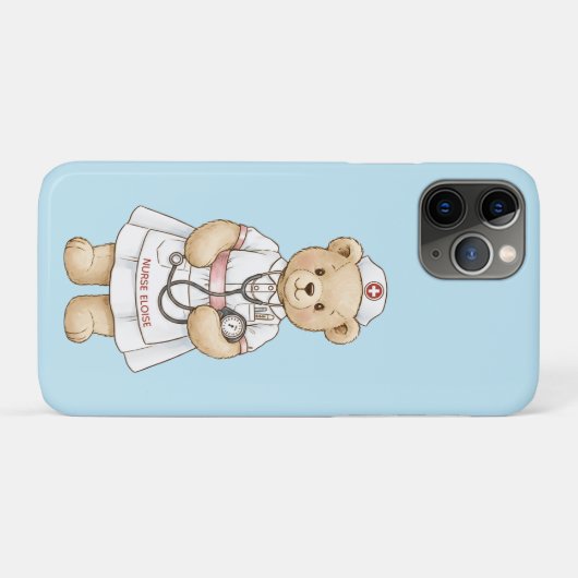 Personalized Nurse Teddy Bear Custom Name Nursing Case-Mate iPhoneケース (裏面(横))