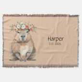 Personalized Nursery Blanket • Capybara Baby Decor スローブランケット (正面)