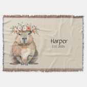 Personalized Nursery Blanket • Capybara Baby Decor スローブランケット (正面)