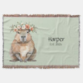 Personalized Nursery Blanket • Capybara Baby Decor スローブランケット (正面)