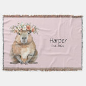 Personalized Nursery Blanket • Capybara Baby Decor スローブランケット (正面)