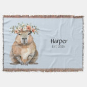 Personalized Nursery Blanket • Capybara Baby Decor スローブランケット (正面)