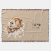 Personalized Nursery Blanket • Sleepy Capybara スローブランケット (正面)