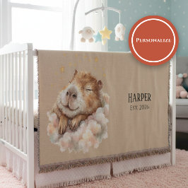 Personalized Nursery Blanket • Sleepy Capybara スローブランケット