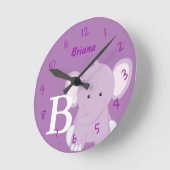 Personalized Nursery Lilac Round Clock ラウンド壁時計 (傾斜)