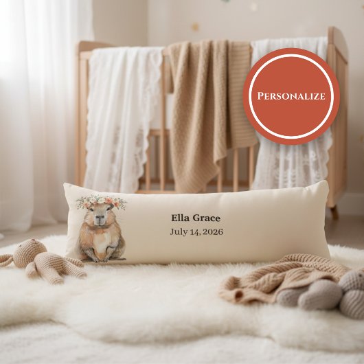 Personalized Nursery Pillow • Capybara Baby Decor ボディピロー