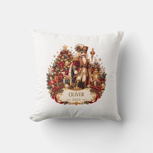 Personalized Nutcracker Christmas Blanket with Nam クッション (正面)