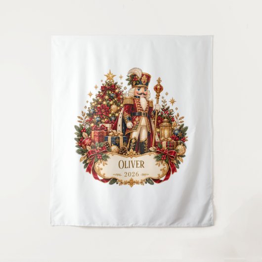 Personalized Nutcracker Christmas Blanket with Nam タペストリー (正面)