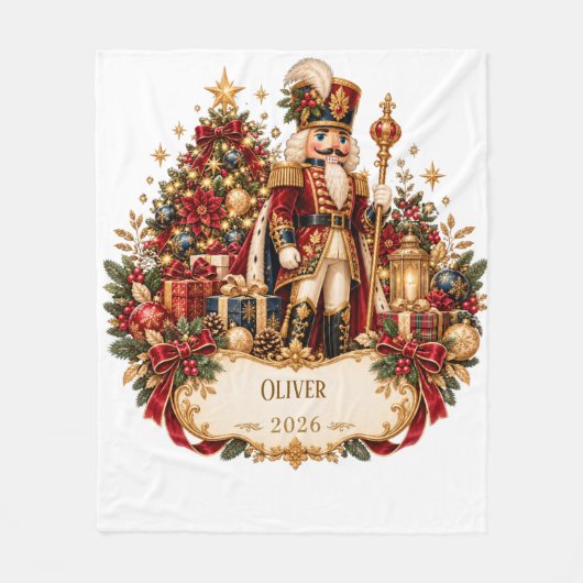 Personalized Nutcracker Christmas Blanket with Nam フリースブランケット (正面)