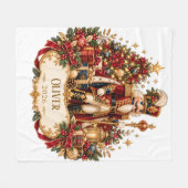 Personalized Nutcracker Christmas Blanket with Nam フリースブランケット (正面(横))