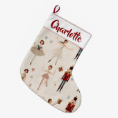 Personalized Nutcracker Christmas Stocking  ラージクリスマスストッキング (正面 (吊り時))