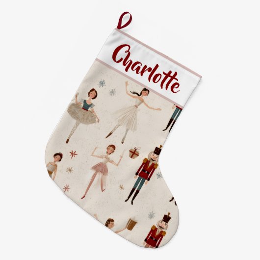 Personalized Nutcracker Christmas Stocking  ラージクリスマスストッキング (正面 (吊り時))
