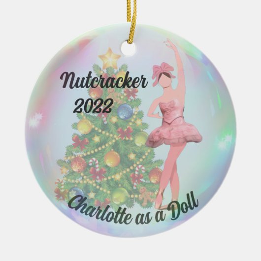 Personalized Nutcracker Ornament - Ballerina Doll セラミックオーナメント (正面)