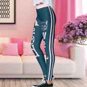 Personalized Ocean Blue Pink Stripes Pet Cat  レギンス