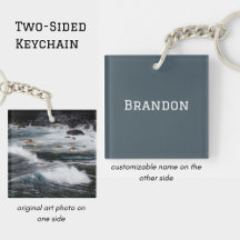 Personalized Ocean Wave Photo Minimal Men's Name