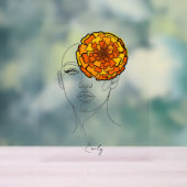 Personalized October Birth Flower Portrait アクリルサイン (ニュートラル)