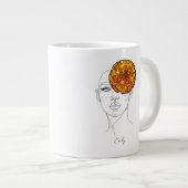 Personalized October Birth Flower Portrait ジャンボコーヒーマグカップ (正面右)
