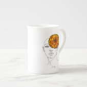 Personalized October Birth Flower Portrait ボーンチャイナマグカップ (正面右)