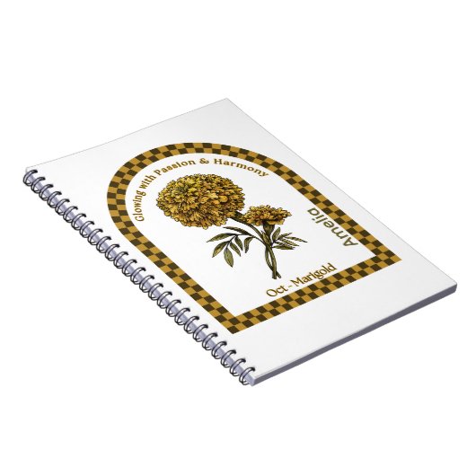 Personalized October Birth Month Flower Notebook ノートブック (右側)