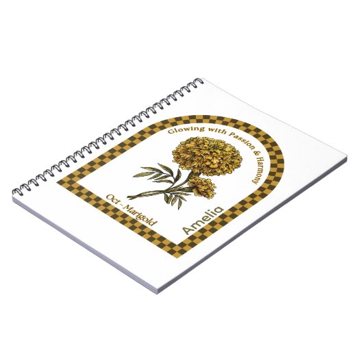 Personalized October Birth Month Flower Notebook ノートブック (左側)