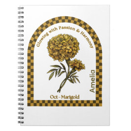 Personalized October Birth Month Flower Notebook ノートブック