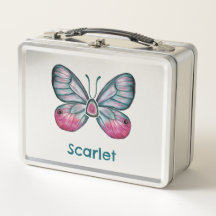 Personalized October Pink Glasswing Butterfly Art
