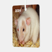 Personalized Odd Eye Beige Dumbo Fancy Pet Rat メタルオーナメント (正面左)