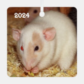 Personalized Odd Eye Beige Dumbo Fancy Pet Rat メタルオーナメント (正面)