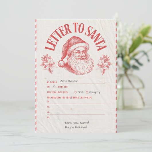 Personalized Official North Pole Letter From Santa 招待状 (スタンド正面)