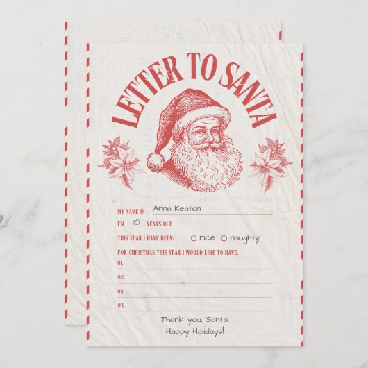 Personalized Official North Pole Letter From Santa 招待状 (正面/裏面)