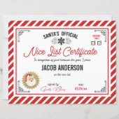 Personalized Official Santa Nice List Certificate (正面)