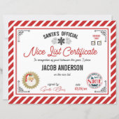 Personalized Official Santa Nice List Certificate (正面)