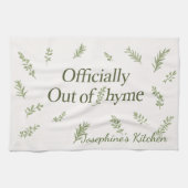 Personalized Officially Out of Thyme Funny Kitchen キッチンタオル (横)