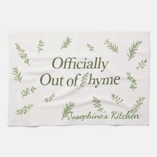 Personalized Officially Out of Thyme Funny Kitchen キッチンタオル