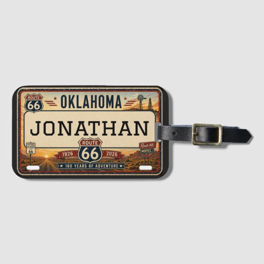 Personalized Oklahoma Route 66 Design ラゲッジタグ (正面横)