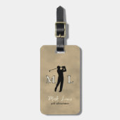 Personalized old-brown monogram golfer  ラゲッジタグ (正面縦)