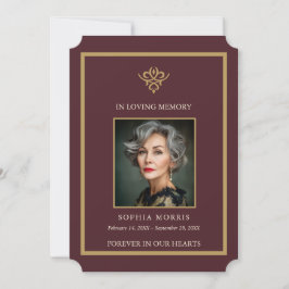 Personalized Old Money Burgundy Funeral Photo  サンキューカード
