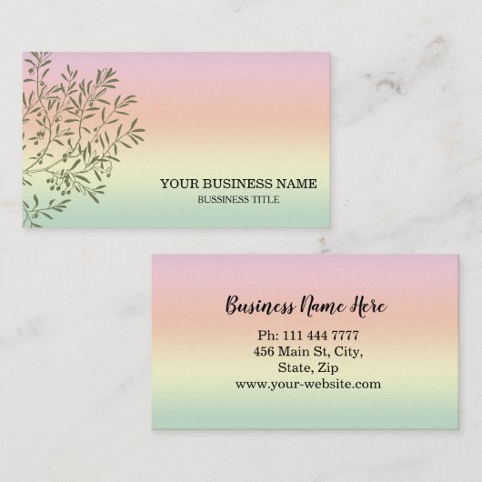 Personalized Olive Branch Catering Chef 名刺 (正面/裏面)