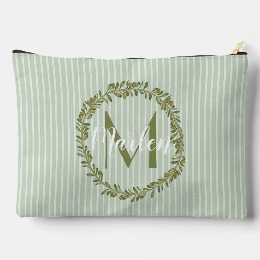 Personalized Olive Wreath Monogram  アクセサリーポーチ (裏面)