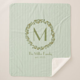 Personalized Olive Wreath Monogram  シェルパブランケット