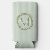 Personalized Olive Wreath Monogram  スリム缶クーラー (裏面)